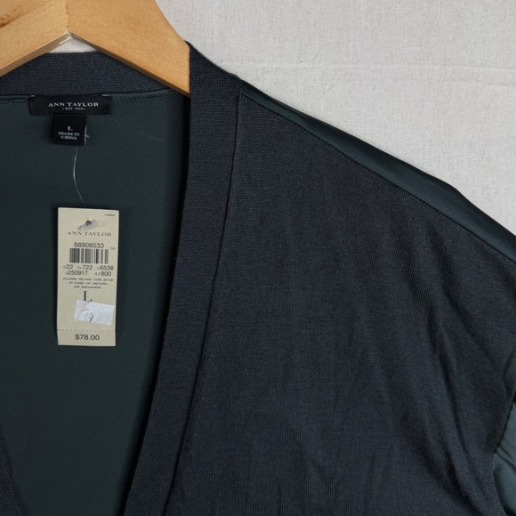 New Ann Taylor Cashmere Blend Open Cardigan size Large Gray - Picture 3 of 7